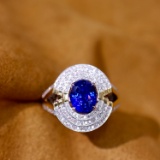 14k Gold 2.76 Ctw Natural Sapphire & Diamond Ring