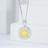 14k Gold 0.91 Ctw Natural Yellow Diamond & Diamond Necklace