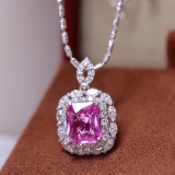 14k Gold 2.20 Ctw Natural Padparadscha Sapphire & Diamond Pendant