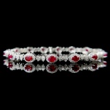 14k Gold 3.83 Ctw Natural Ruby & Diamond Bracelet