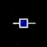 14k Gold 1.13 Ctw Vivid Blue Natural Sapphire & Diamond Ring