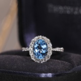 14k Gold 2.87 Ctw Natural Aquamarine & Diamond Ring