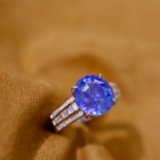 14k Gold 6.20 Ctw Natural Sapphire & Diamond Ring