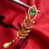 14k Gold 0.70 Ctw Natural Emerald & Diamond Pendant