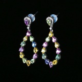 14k Gold 3.46 Ctw Natural Sapphire & Diamond Earrings