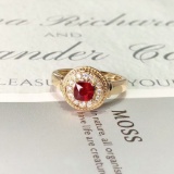 14k Gold 0.69 Ctw Vivid Red Natural Ruby & Diamond Ring