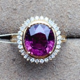 14k Gold 3.76 Ctw Natural Tourmaline & Diamond Ring