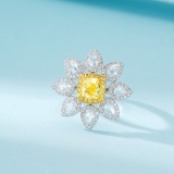 14k Gold 1.91 Ctw Natural Yellow Diamond & Diamond Ring