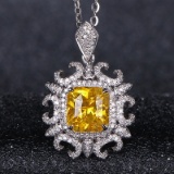 14k Gold 1.92 Ct Natural Sapphire & Diamond Pendant