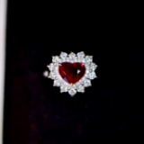 14k Gold 1.72 Ctw Vivid Red Natural Ruby & Diamond Ring