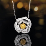 14k Gold 0.60 Ctw Natural Yellow Diamond & Diamond Necklace