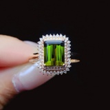 14k Gold 1.9 Ct Natural Tourmaline & Diamond Ring