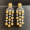 14k Gold 4.16 Ctw Natural Yellow Diamond & Diamond Earrings