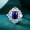14k Gold 2 Ct Natural Sapphire & Diamond Ring