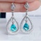 14k Gold 2 Ct Natural Paraiba Tourmaline & Diamond Earrings