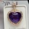 14k Gold 199.35 Ct Natural Amethyst & Diamond Pendant