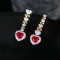 14k Gold 2.52 Ctw Natural Ruby & Diamond Earrings