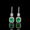 14k Gold 1.13 Ctw Vivid Green Natural Emerald & Diamond Earrings