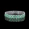 14k Gold 15.47 Ctw Vivid Green Natural Emerald & Diamond Bracelet