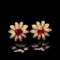 14k Gold 0.70 Ct Vivid Red Natural Ruby & Diamond Earrings