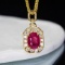 14k Gold 1.09 Ctw Natural Ruby & Diamond Pendant