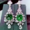14k Gold 9.44 Ctw Vivid Green Natural Emerald & Diamond Earrings