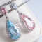 14k Gold 7.30 Ctw Natural Aquamarine & Morganite Earrings
