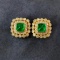 14k Gold 0.91 Ctw Vivid Green Natural Emerald & Diamond Earrings
