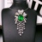 14k Gold 5.93 Ctw Vivid Green Natural Emerald & Diamond Brooch/pendant
