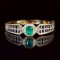 14k Gold 3.10 Ct Vivid Green Natural Emerald & Diamond Bangle