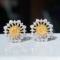 14k Gold 0.71 Ctw Natural Yellow Diamond & Diamond Earrings