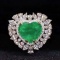 14k Gold 3.84 Ctw Vivid Green Natural Emerald & Diamond Ring