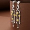 14k Gold 5.85 Ctw Natural Yellow Diamond & Diamond Earrings