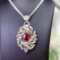 14k Gold 2.51 Ctw Natural Ruby & Diamond Pendant