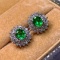 14k Gold 2.41 Ctw Vivid Green Natural Emerald & Diamond Earrings