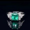14k Gold 1.84 Ctw Vivid Green Natural Emerald & Diamond Ring
