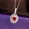 14k Gold 0.4 Ct Vivid Red Natural Ruby & Diamond Necklace