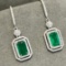 14k Gold 2.16 Ctw Vivid Green Natural Emerald & Diamond Earrings