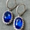 14k Gold 10.30 Ctw Natural Sapphire & Diamond Earrings