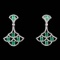 14k Gold 4.31 Ctw Vivid Green Natural Emerald & Diamond Earrings