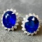 14k Gold 6.48 Ctw Natural Sapphire & Diamond Earrings