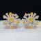 14k Gold 1.50 Ctw Natural Color Diamond & Diamond Earrings