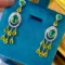 14k Gold 5.79 Ctw Vivid Green Natural Emerald & Diamond Earrings