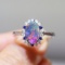 14k Gold 1.13 Ctw Natural Opal & Diamond Ring