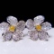 14k Gold 0.81 Ctw Natural Yellow Diamond & Diamond Earrings