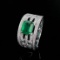 14k Gold 1.1 Ct Vivid Green Natural Emerald & Diamond Ring