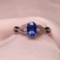 14k Gold 1.40 Ct Vivid Blue Natural Sapphire & Diamond Ring