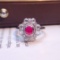 14k Gold 0.6 Ct Natural Ruby & Diamond & Sapphire Ring