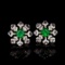 14k Gold 1.60 Ct Vivid Green Natural Emerald & Diamond Earrings
