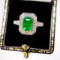 14k Gold 1.26 Ctw Vivid Green Natural Emerald & Diamond Ring